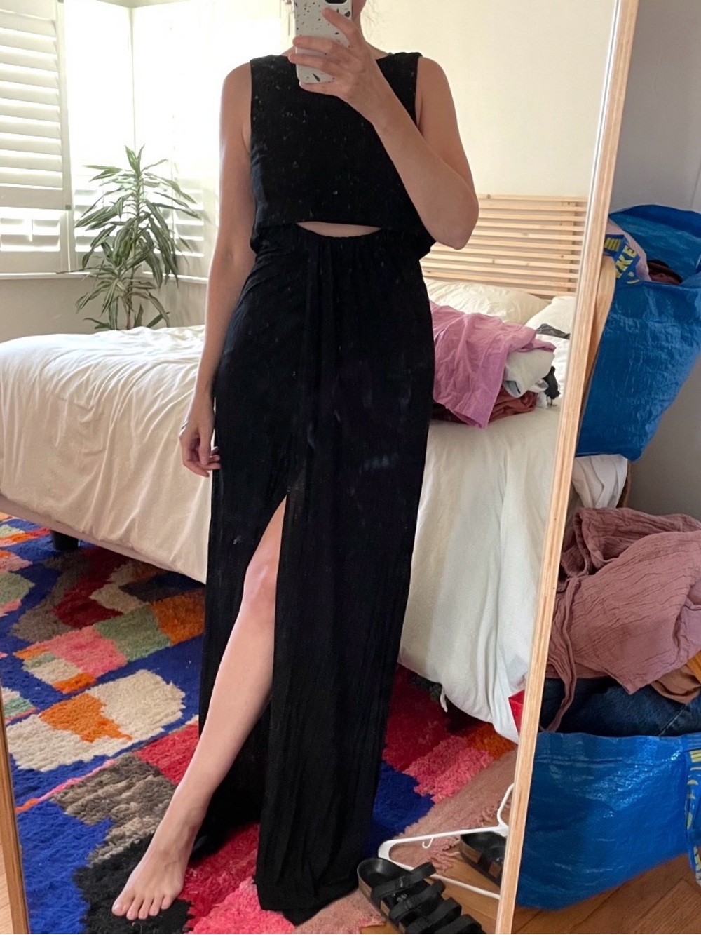 ALC Women’s Black Cutout Maxi Dress with Front Slit XS A.L.C.